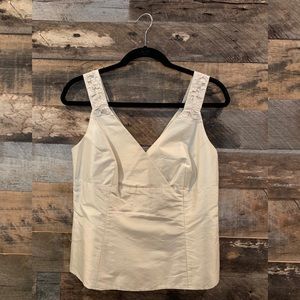 Lafayette 148 NY Designer Almond Dupioni Silk Tank